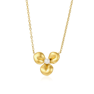 Ketting bloem parel goud