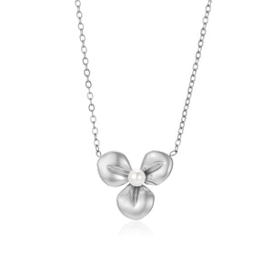 Ketting bloem parel zilver