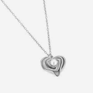 Ketting gelaagd hart parel zilver