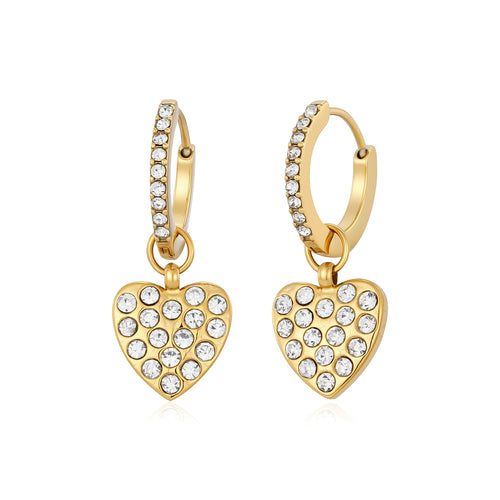 Oorbellen met hartbedel en strass