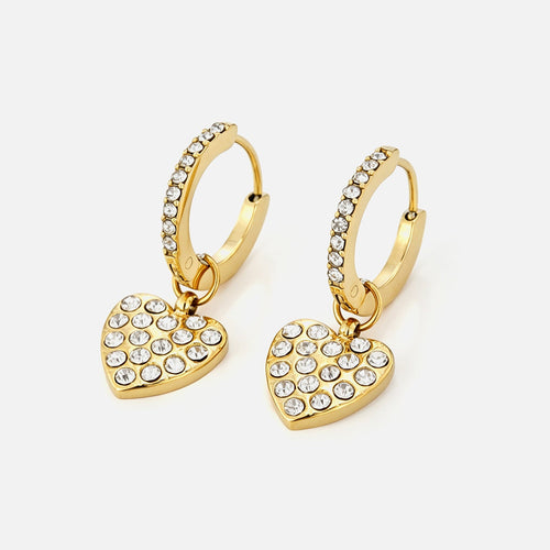 Oorbellen met hartbedel en strass