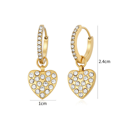 Oorbellen met hartbedel en strass