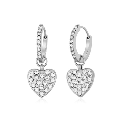 Oorbellen met hartbedel en strass