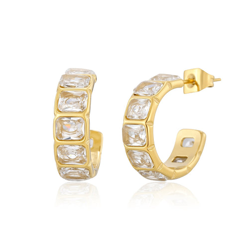 Oorstekers met vierkante strass steentjes