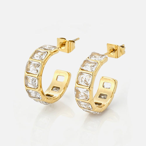 Oorstekers met vierkante strass steentjes