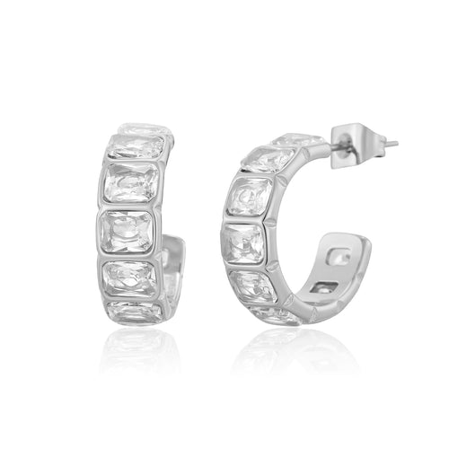 Oorstekers met vierkante strass steentjes