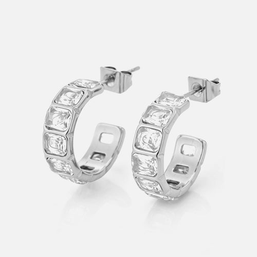 Oorstekers met vierkante strass steentjes