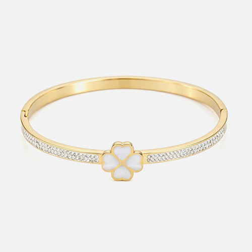 Bangle witte klaver met strass