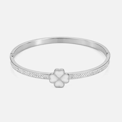 Bangle witte klaver met strass