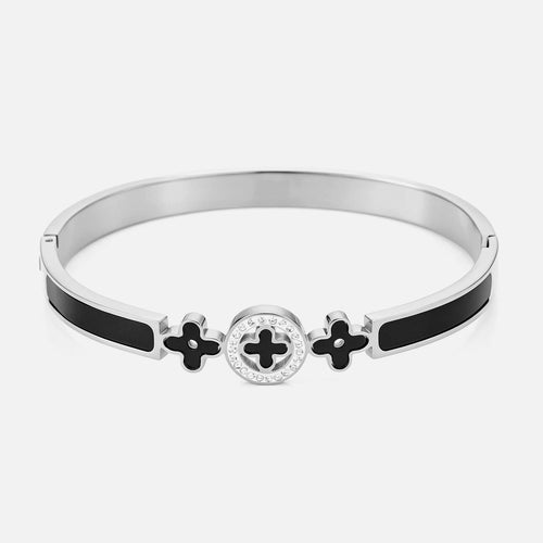 Bangle zwarte klavers met strass