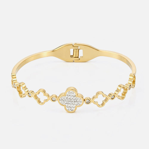 Bangle open klaver met strass