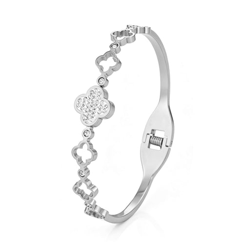 Bangle open klaver met strass