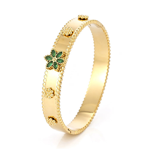 Bangle bloem met groene steentjes
