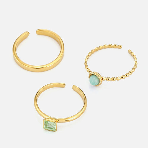 Ring set groene steen en strass