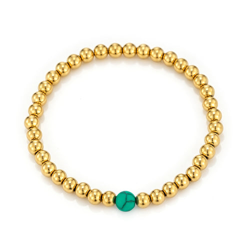 Armband groene natuursteen stretch