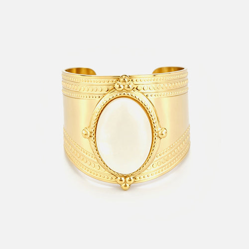 Ring brede band met witte steen