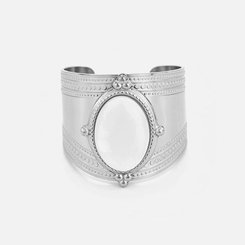 Ring brede band met witte steen