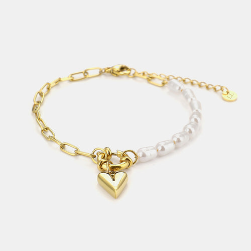 Armband lux parels hartje goud