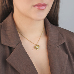 Ketting gelaagd hart parel goud