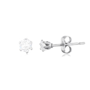 Oorstekers diamant 4mm zilver