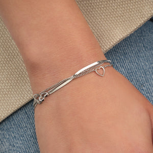 Armband drielaags hart zilver