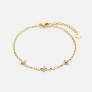 Armband bloemen met zirkonia goud