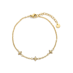 Armband bloemen met zirkonia goud