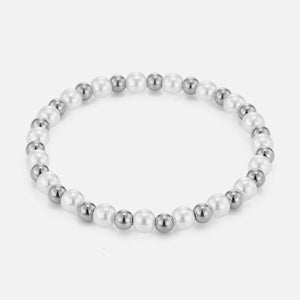 Beaded and pearl mix stretch bracelet