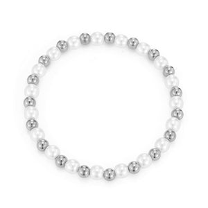 Beaded and pearl mix stretch bracelet