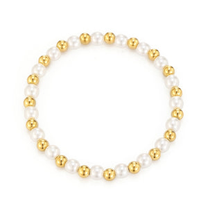 Beaded and pearl mix stretch bracelet