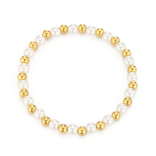 Armband bolletjes en parels mix stretch