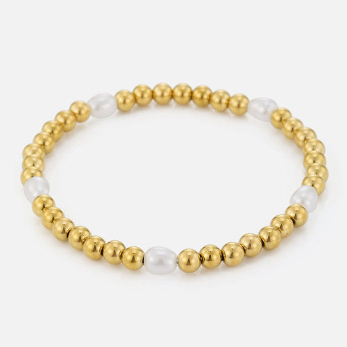 Armband bolletjes en parels stretch