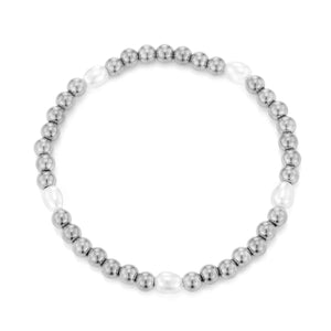 Beaded stretch bracelet with pearls