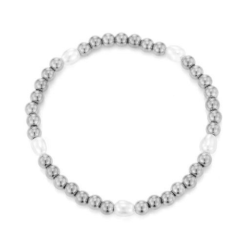 Armband bolletjes en parels stretch