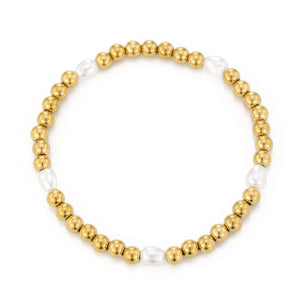 Beaded stretch bracelet with pearls
