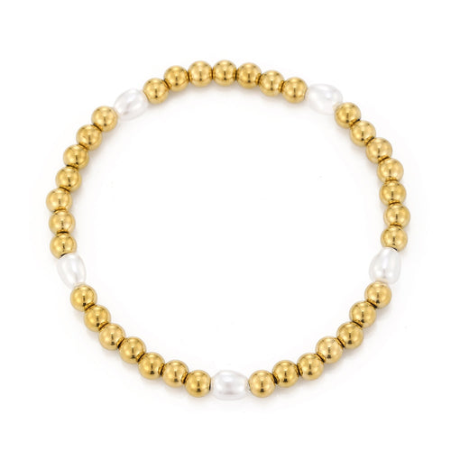 Armband bolletjes en parels stretch