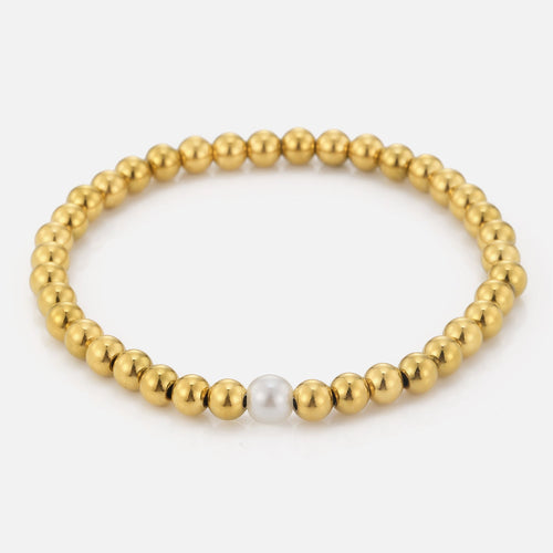 Armband bolletjes met parel stretch