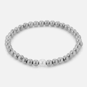 Beaded stretch bracelet with pearl