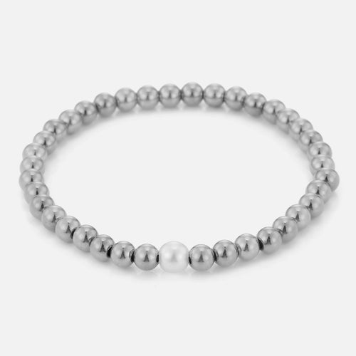 Armband bolletjes met parel stretch