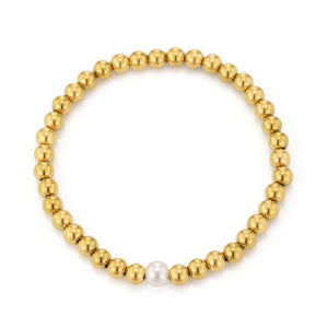 Beaded stretch bracelet with pearl