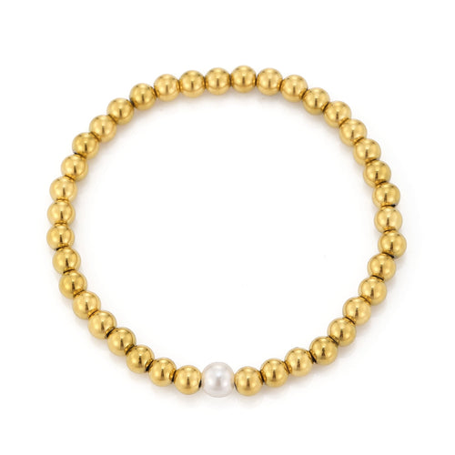 Armband bolletjes met parel stretch