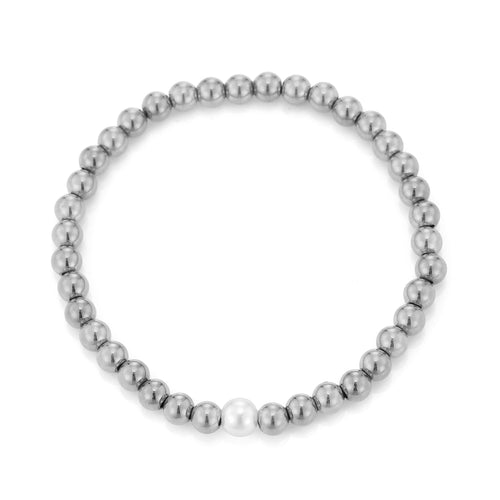 Armband bolletjes met parel stretch