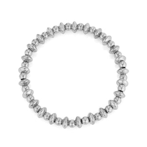 Armband bolletjes mix stretch zilver