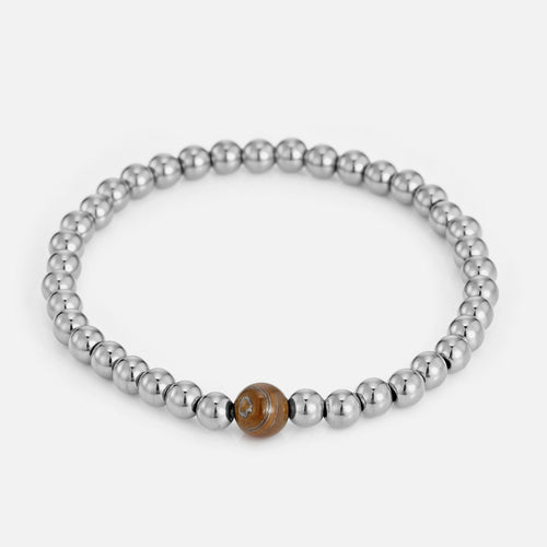 Armband bruine natuursteen stretch