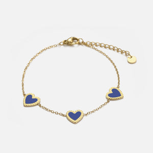 Armband drie hartjes blauw - Default Title