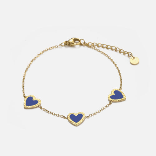 Armband drie hartjes blauw