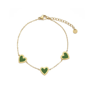 Armband drie hartjes groen