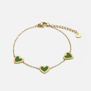 Armband drie hartjes groen - Default Title