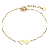 Armband dubbel hart verbonden goud