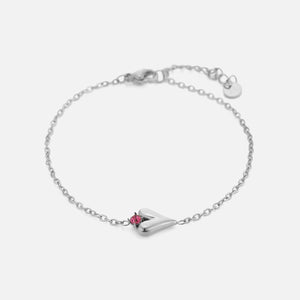 Armband fancy hart met roze steen